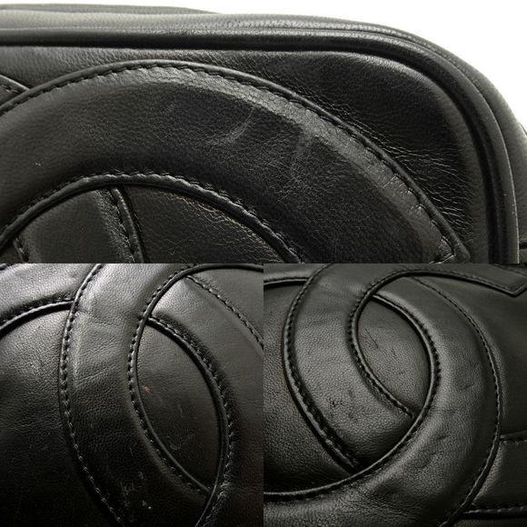 Chanel Chain Shoulder Bag Leather Black Fringe - Picture 4 of 6